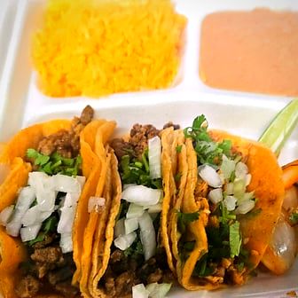 Taco dinner with rice and beans
